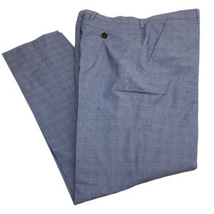 TED BAKER Mens Pants 34R Navy Blue Glen Plaid Dress Trousers Flat Front Slim fit